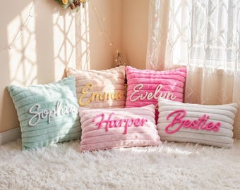 Personalized Name Pillow for Nursery: Custom Striped Plush Pillow , Baby Shower Gift