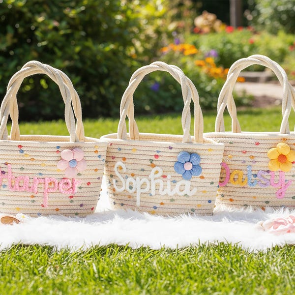 Bolsa de regalo para la niña de las flores con nombre, gafas de sol para la niña de las flores, cesta para la niña de las flores personalizada exclusivamente con diseño de nombre personalizado, bolso personalizado.