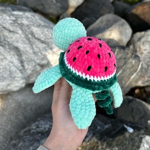 Schema all'uncinetto per tartaruga anguria amigurumi – Peluche tartaruga di frutta fai da te, peluche kawaii fatto a mano, download digitale PDF