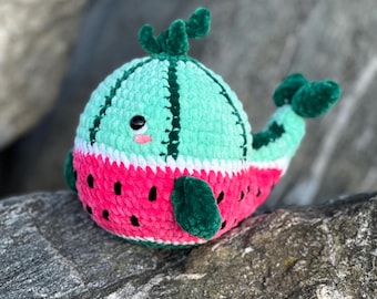 Wassermelonen-Wal Häkelanleitung – Amigurumi Sommer Plüschtier PDF Anleitung