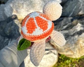 Orange Schildkröte Amigurumi Häkelanleitung – Süße Wasserschildkröte Plüschtier DIY, Früchte inspirierte Schildkröte, digitales PDF
