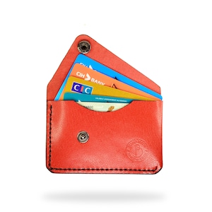 Porte-cartes en cuir fait main - Compact, élégant, brodé artisanalement, design moderne, durable, raffiné, luxe, cadeau parfait,minimaliste,