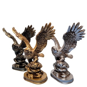 鷲の大理石像 8.6インチ(22 cm) | 攻撃する鷲 | アメリカンクラシック彫刻 | 鷲のフィギュア、装飾用鷲 | オフィス&ホームデコレーション