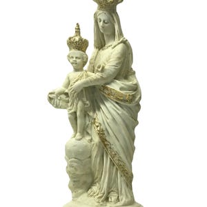 Virgin Mary Mother Of Jeasus 11.4 In (29cm)  , Mother Mary Natural Marble Statue, Madonna, Virgin Mary and Baby Jesus, Religious Statue