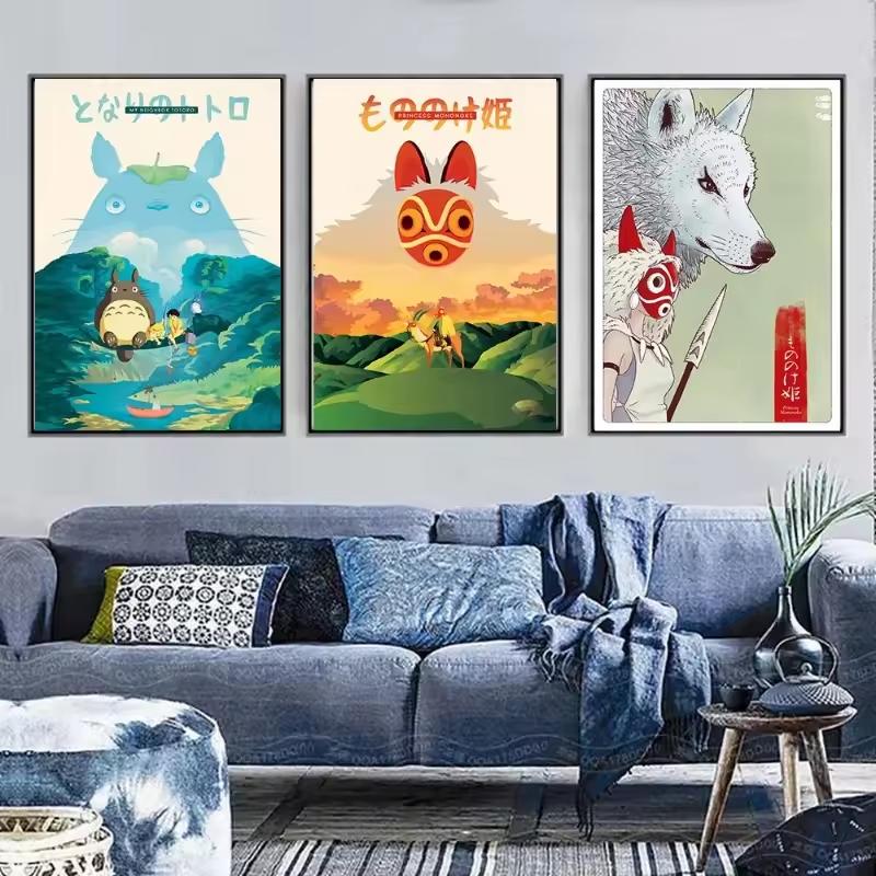Hayao Miyazaki Studio Ghibli Anime Canvas Wall Art - Spirited Away, My ...