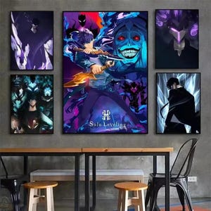 Solo Leveling Anime Wall Art, Tela Estetica Anime, Poster Anime Giapponese, Decorazione per Stanza Otaku, Regalo Anime per Lui, Arte Murale Estetica Kawaii