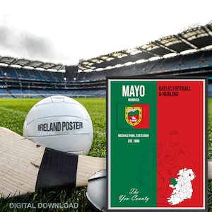 Mayo GAA Digital Print | Gaelic Hurling Poster | Irish County Wall Art | Instant Download | GAA Fan Gift | Irish Decor