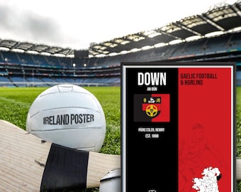 Down GAA Gaelic Football & Hurling Print: Irish County Wall Art (Digital Download)