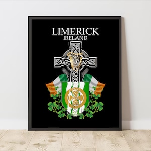 County Limerick Ireland | County Coat of Arms & Irish Celtic Cross | Digital Download | PRINTABLE Wall Art