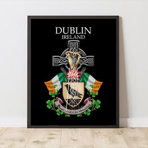 County Dublin Ireland | County Coat of Arms & Irish Celtic Cross | Digital Download | PRINTABLE Wall Art