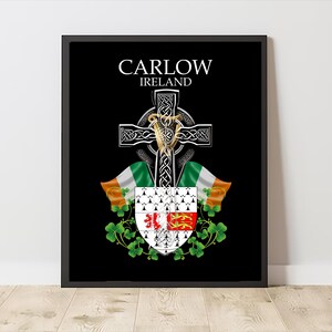 County Carlow Ireland | County Coat of Arms & Irish Celtic Cross | Digital Download | PRINTABLE Wall Art