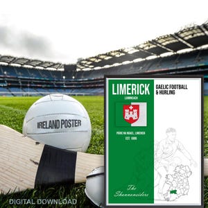 Limerick GAA Digital Print | Gaelic Hurling Poster | Irish County Wall Art | Instant Download | GAA Fan Gift | Irish Decor