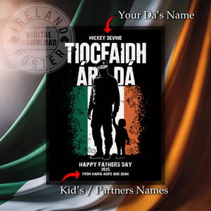 Affiche personnalisée irlandaise de la fête des pères républicaine Art mural Tiocfaidh Ár Dá Irlande personnalisée avec lis de Pâques TÉLÉCHARGEMENT NUMÉRIQUE. Vous choisissez des noms