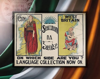 Poster Seachtain Na Gaeilge del 1913: arte vintage della settimana della lingua irlandese (download digitale)