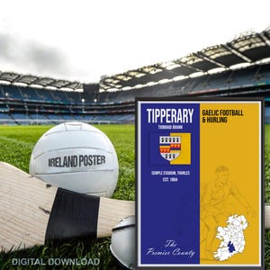 Tipperary GAA Digital Print | Gaelic Hurling Poster | Irish County Wall Art | Instant Download | GAA Fan Gift | Irish Decor