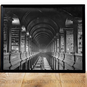 Long Room Library Digital Print | Trinity College Dublin Wall Art | Vintage Irish Decor | Historic Printable Artwork | Instant Download