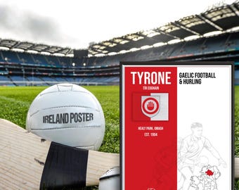 Impresión de fútbol gaélico y hurling de Tyrone GAA: Arte mural del condado irlandés (descarga digital)