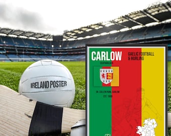Carlow GAA Poster: Irish Gaelic Football & Hurling Wall Art (Digital Download)