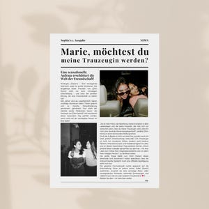 Maid of Honor Newspaper Article Question Will you be my maid of honor?