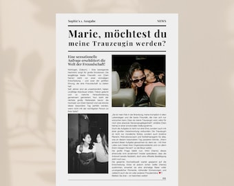 Trauzeugin Zeitungsartikel Frage Willst du meine Trauzeugin sein?