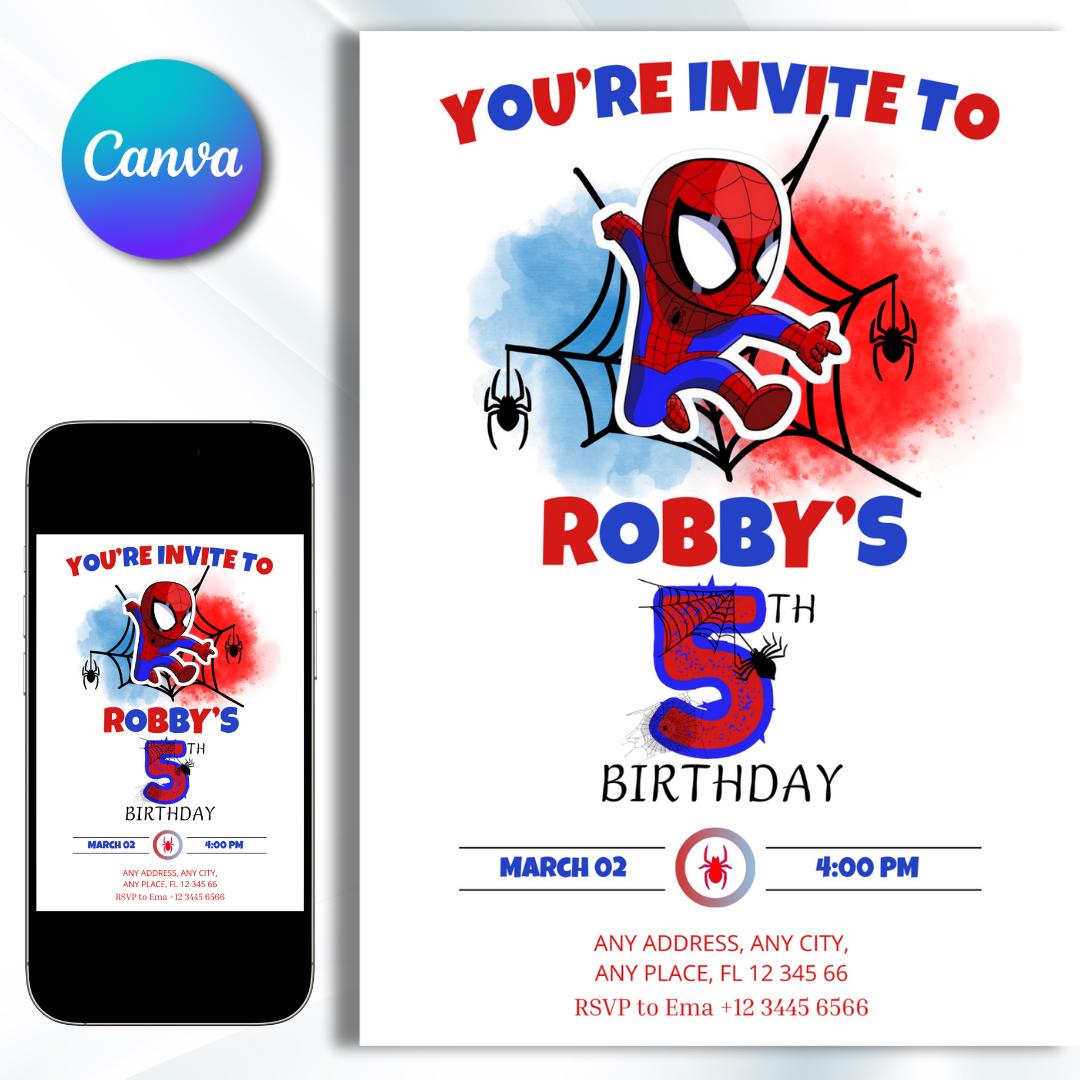 Spidey Birthday Invitation, Spidey and his Amazing Friends Invitation Superhero Birthday Invite Editable Template, Mobile Invite, Printable