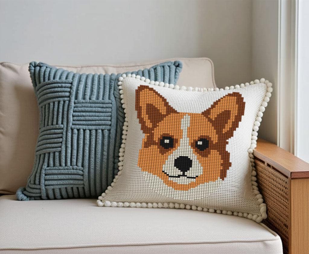 Corgi Face Knitting Chart: Dog Breed Pattern (PDF) for Knitting or