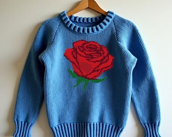 Red Rose Knitting Chart: Floral Knit Pattern (PDF Download