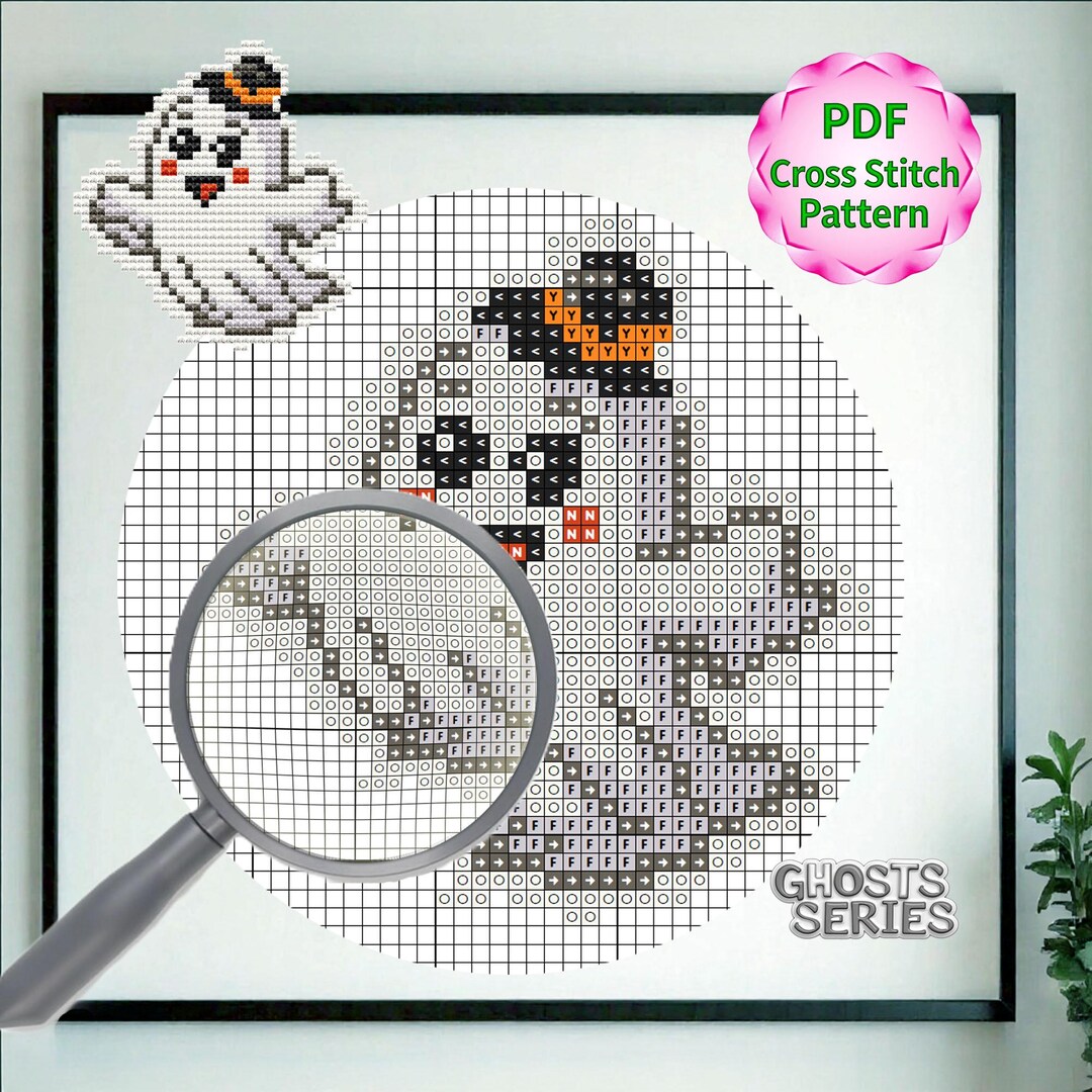 Cute Little Ghost Cross Stitch Pattern: Easy Halloween Embroidery Chart ...