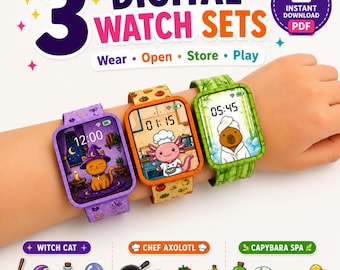 Printable Kids Paper Watch Craft Set | 3 Interactive Designs (Digital Download)