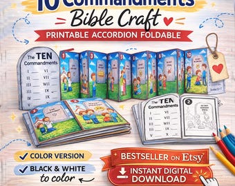 10 Comandamenti della Bibbia – Fisarmonica pieghevole stampabile (download digitale)