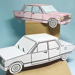 Classic Car Paper Craft - Color, Cut, and Create Your Own Car - Digital Download