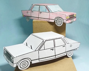 Auto d'epoca in carta - Colora, ritaglia e crea la tua auto - Download digitale