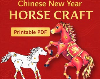 Cavallo per il Capodanno cinese – Giocattolo di carta articolato (download PDF)