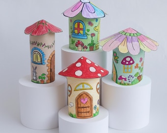 Casa delle fate stampabile – Pagine da colorare fai da te e attività di ritaglio e incolla per bambini