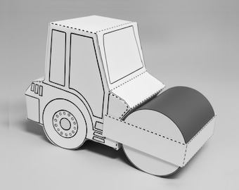 Kit di artigianato stampabile per camion finitrice: colora, taglia e assembla (download digitale)