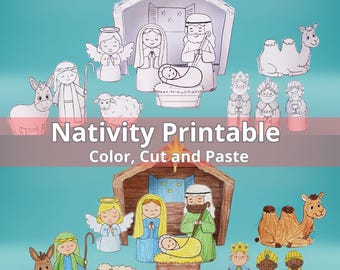Presepe stampabile in PDF — Lavoretti di carta natalizi da ritagliare e colorare