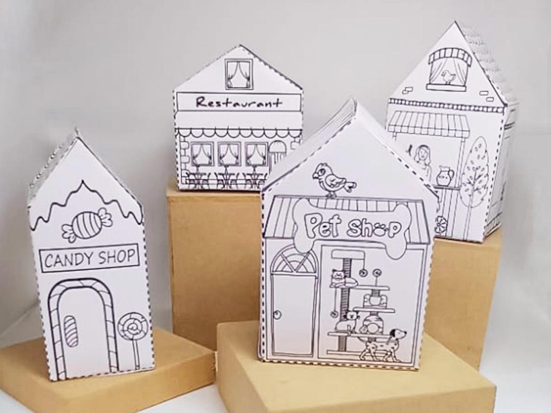 Printable Shop Paper Printable Paper Shops Kit for Kids – Cut, Color & Build – Fun Craft ...