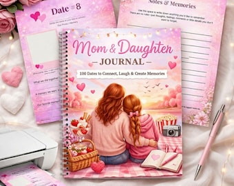 Diario mamma-figlia, libro di attività con 100 date, raccoglitore di ricordi (PDF stampabile)