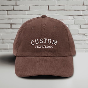 Corduroy hat, black corduroy hat, mens corduroy hat, corduroy hat custom, embroidered hat, customized corduroy hat gift for him, custom hats