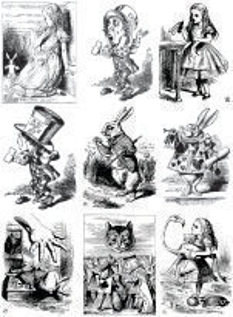 Alice in Wonderland Decal Set Original Artwork Reproduction Etsy