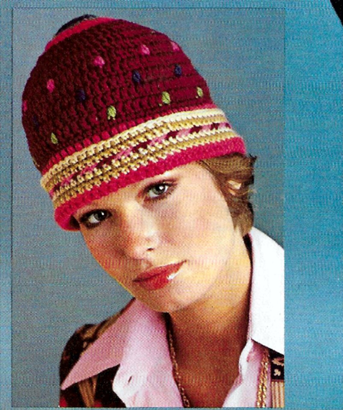 Retro 1970s Crochet Hat Beanie Mod Digital Pattern Instant - Etsy