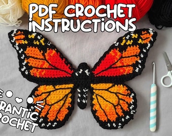 Modèle au crochet papillon monarque - FICHIER PDF NUMÉRIQUE - Graphique au crochet de tapisserie et instructions écrites