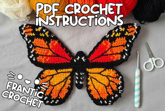 Monarch Butterfly Crochet Pattern - DIGITAL PDF FILE - Tapestry Crochet Graph and Written Instructions
