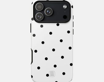 Black Polka Dot Phone Case, minimalist case for iPhone, Samsung and Google Pixel