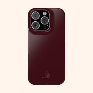 Dark Burgundy Phone Case: Minimalist Solid Color, Glossy or Matte