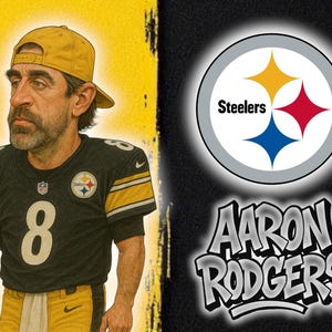Tarjeta deportiva personalizada de Aaron Rodgers de los Pittsburgh Steelers: tarjeta artística coleccionable única