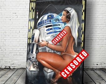 R2PIMP2 Concept art by JEREMY WORST Girls cosplay girl blaster sky pinup more princess r2d2 sexyy Acrylic Painting nsfw leia star sexyy