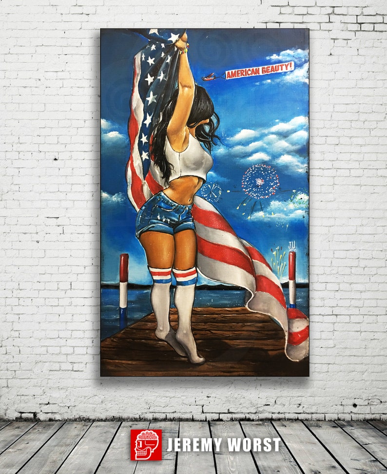 JEREMY WORST American Beauty ART Wall decor Painting girl tube socks sexy modern pinup image 4