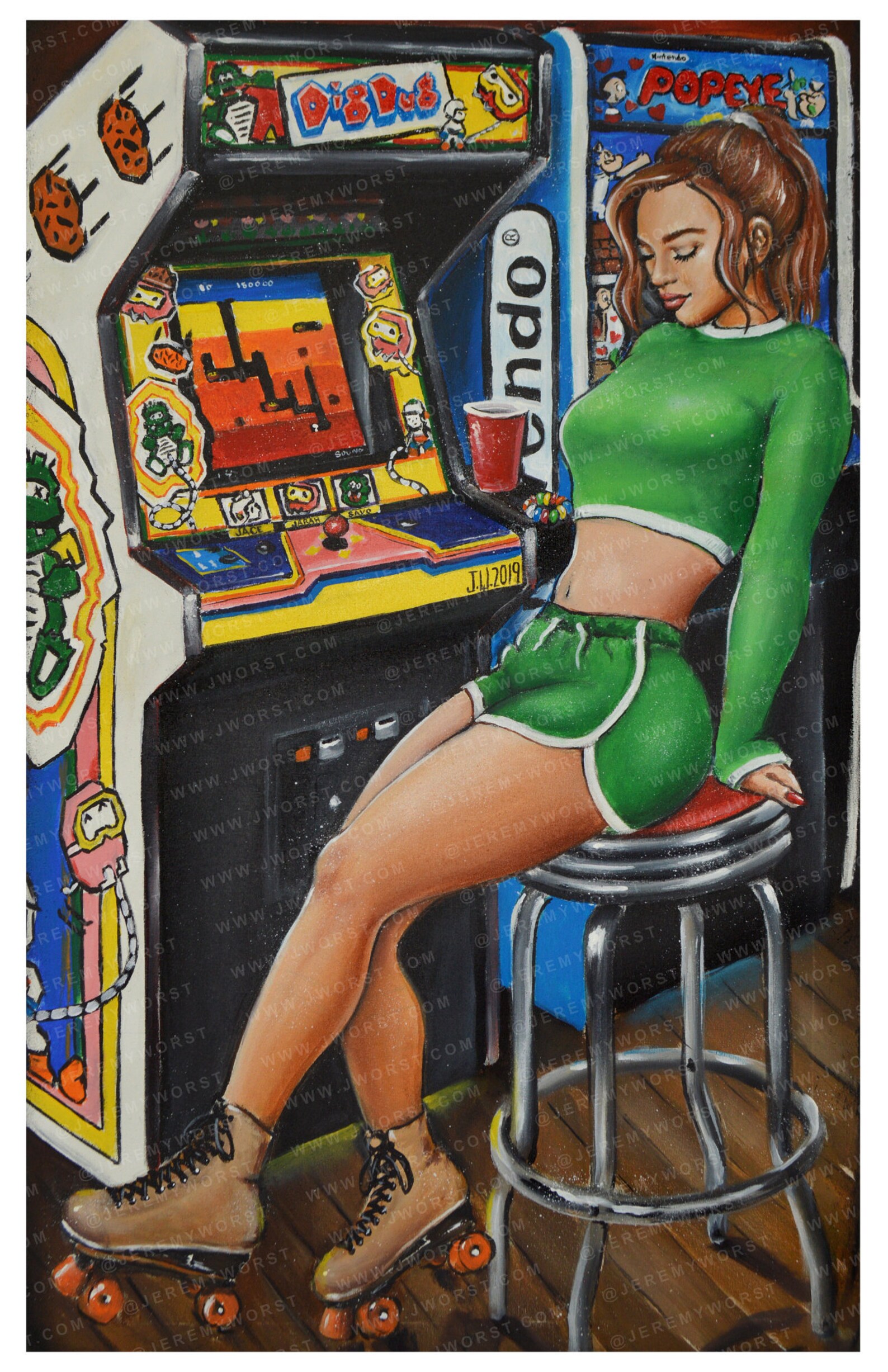 JEREMY WORST DigDug Retro Arcade painting Artwork poster | Etsy