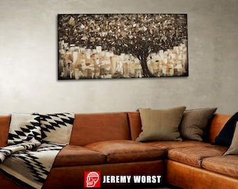 Neutral Tree wide Living Room Abstract Forest Print Wall Art Decor Canvas  Painting by Jeremy Worst